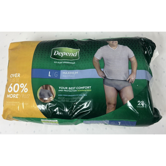 Depend For MEN Fit-Flex Underwear LARGE Maximum Absorbency 28 Count‎ NEW Sealed - Picture 1 of 5